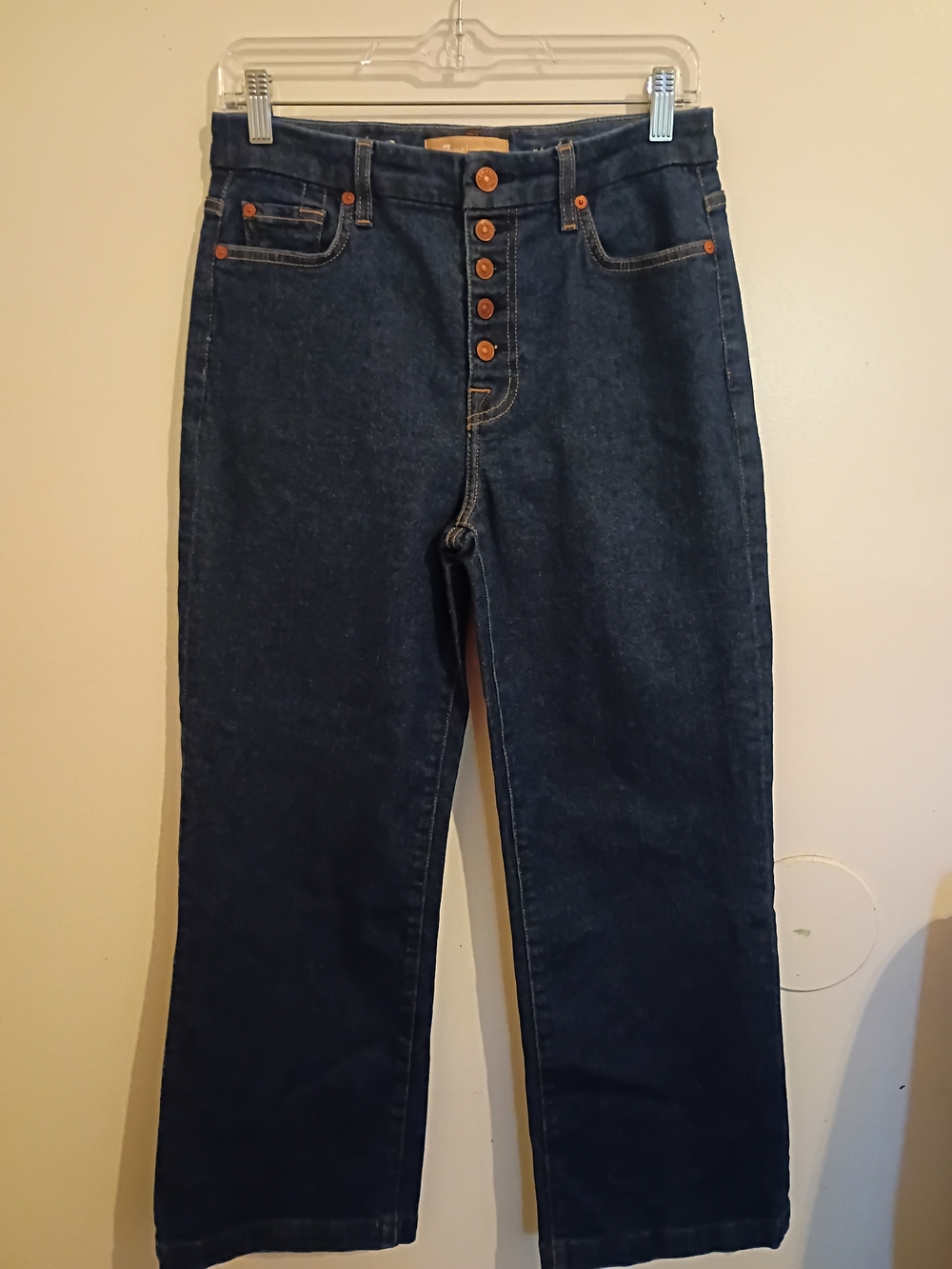 7 For All Mankind Dark Blue High-Rise Cropped Alexa Jeans Sz 29